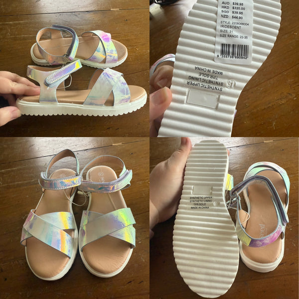 Seed iridescent sandals Sz 31 NWT