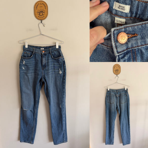 River Island faded blue jeans Sz 13-14 as new