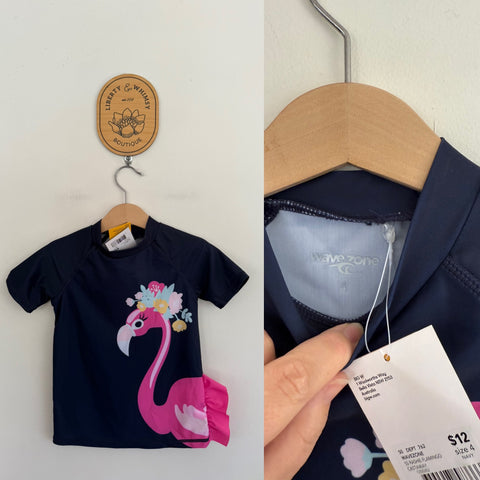 Wave Zone flamingo rashie Sz 4 NWT