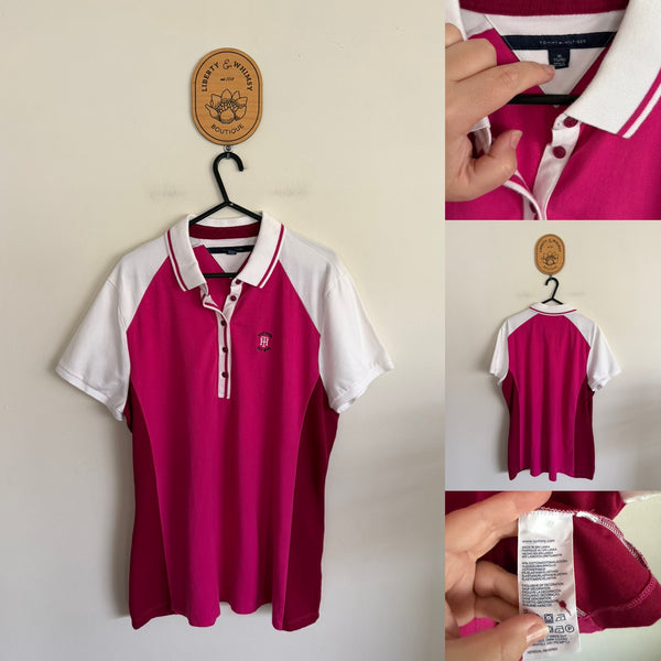 Tommy Hilfiger pink/white polo shirt Sz XL as new