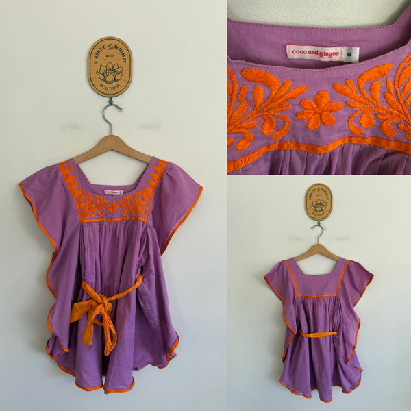 Coco & Ginger purple embroidered tunic Sz 6 NWOT