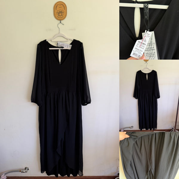 Taking Shape black chiffon jumpsuit Sz 18 RRP $199.95 NWT