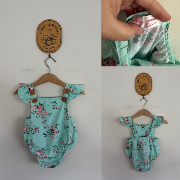 La Sienna aqua floral romper Sz 0 as new