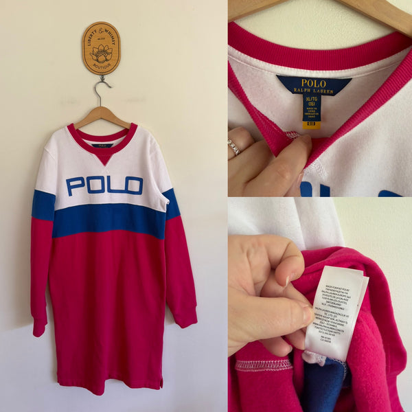 Polo Ralph Lauren l/s fleece jumper dress Sz 16 EUC worn twice