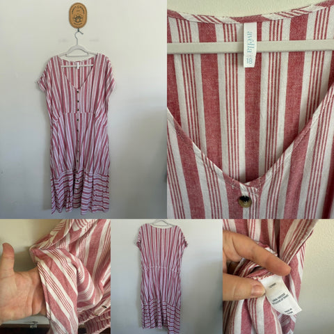 Avella stripe linen/viscose pocket dress Sz 18 as new