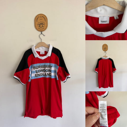 Burberry red logo polo shirt Sz 14 EEUC