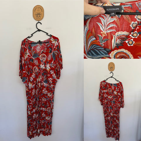 Autograph red floral dress Sz 18 as new worn once