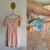 TILII peach leaf ruched lined dress Sz 14 EEUC