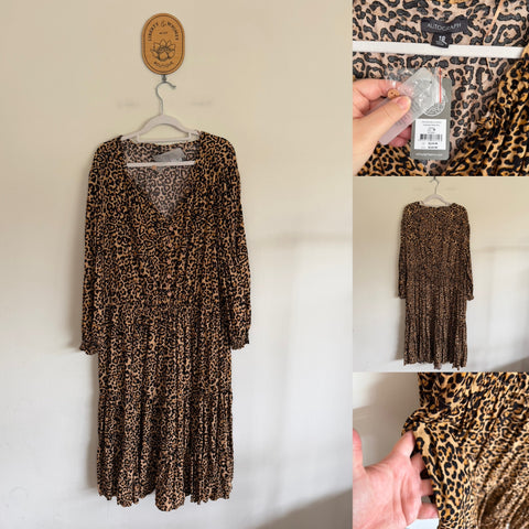 Autograph leopard print midi dress Sz 18 RRP $119.99 NWT - I paid an extra $20 to sew the front buttons down so they wouldn’t gape