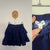 Country Road blue velvet ruffle skirt Sz 10 EEUC