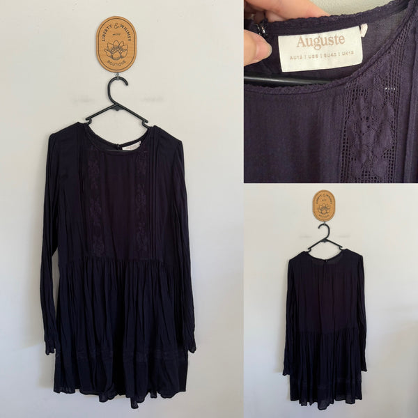 Auguste l/s navy dress Sz 12 as new