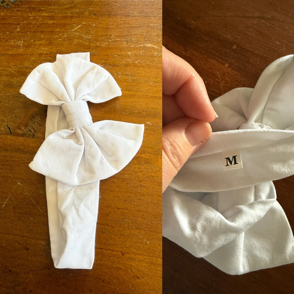 White Sz M bow 19cm 6-12m NWOT