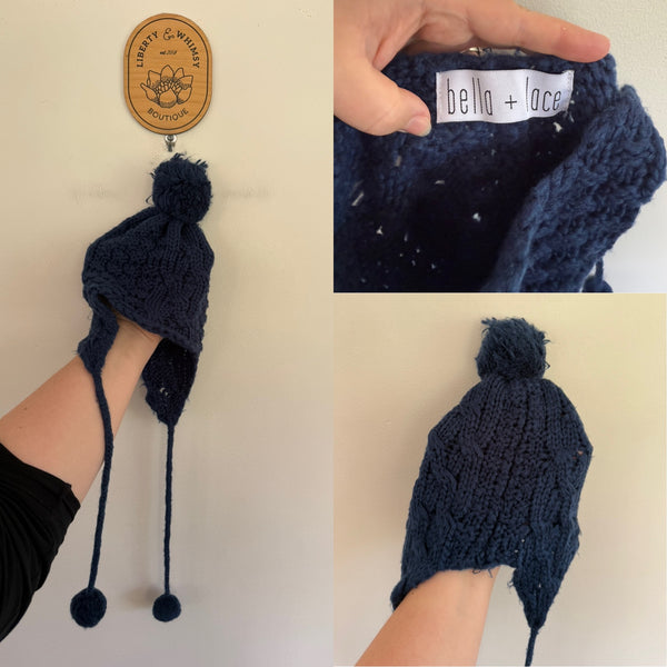 Bella + Lace blue chunky knit beanie Age 4-8 approx, EUC