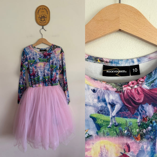 Rock Your Kid l/s unicorn tulle dress Sz 10 EEUC