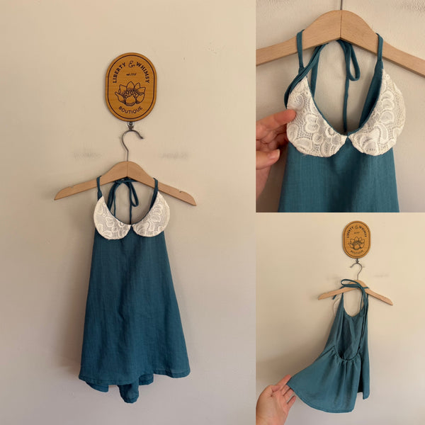 Little Bitty Stitches collared halter top Sz 4 NWOT
