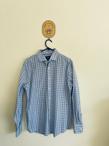 Blaq blue & grey gingham shirt Sz 39/40 as new