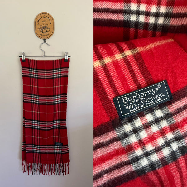 Burberry red tartan wool scarf EEUC