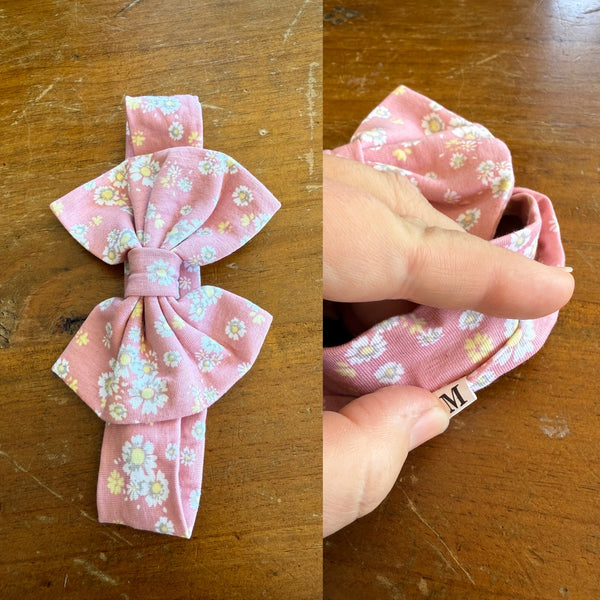 Pink floral Sz M bow 19cm 6-12m NWOT
