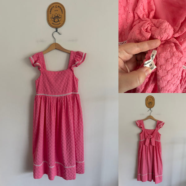 Country Road pink broderie bow dress Sz 8 as new - looks unworn