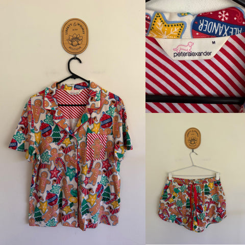 Peter Alexander gingerbread Christmas pjs Sz M as new/EUC