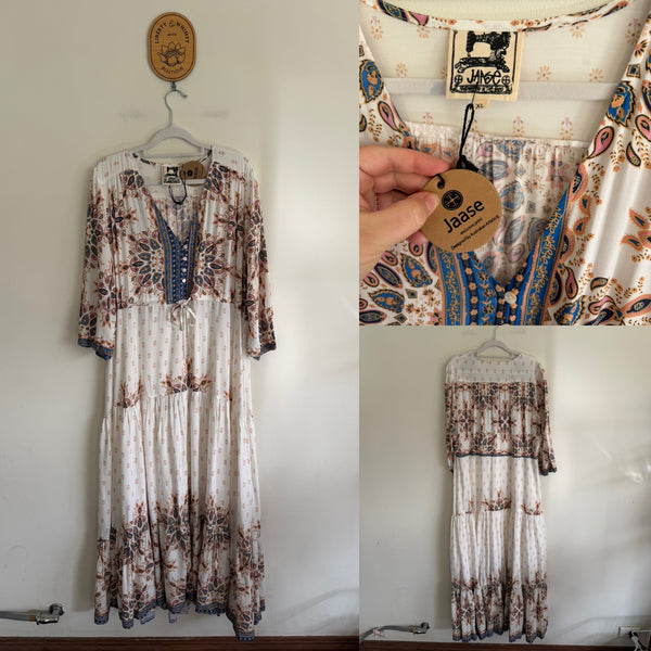 Jaase white boho print maxi dress Sz XL 14 RRP $119.99 NWT