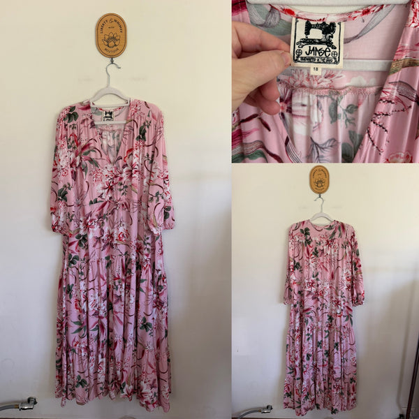 Jaase 1/2 sleeve pink button dress Sz 18 as new, see description