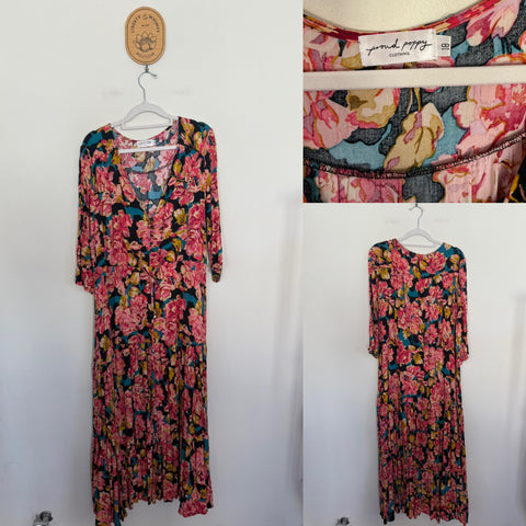Proud Poppy black/pink 1/2 sleeve dress Sz 18 EUC