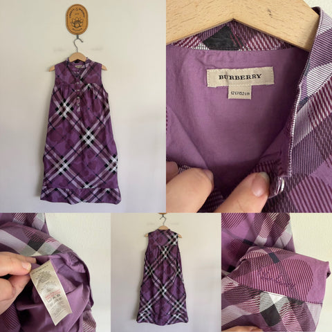 Burberry lined purple tartan dress Sz 12 EUC