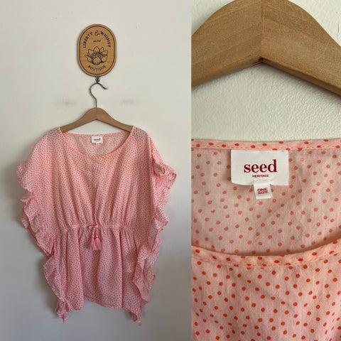 Seed pink spot top/swim cover One Size (up to size 10 imo) as new