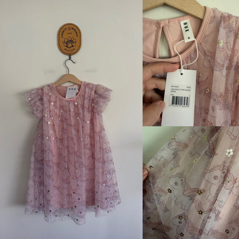 Hux unicorn flutter sleeve dress Sz 8 NWT