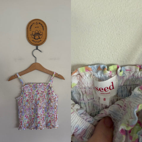 Seed paisley ruched cami top Sz 8 EEUC