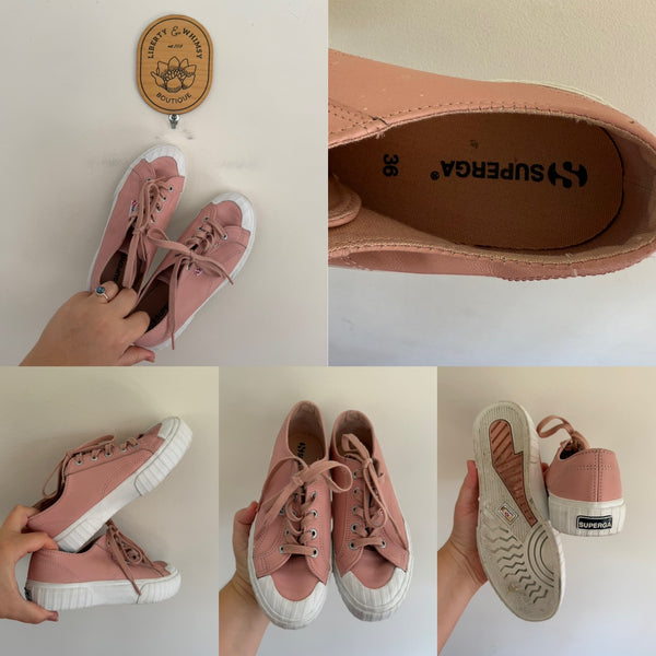 Superga pink casual shoes Sz 3.5 EEUC