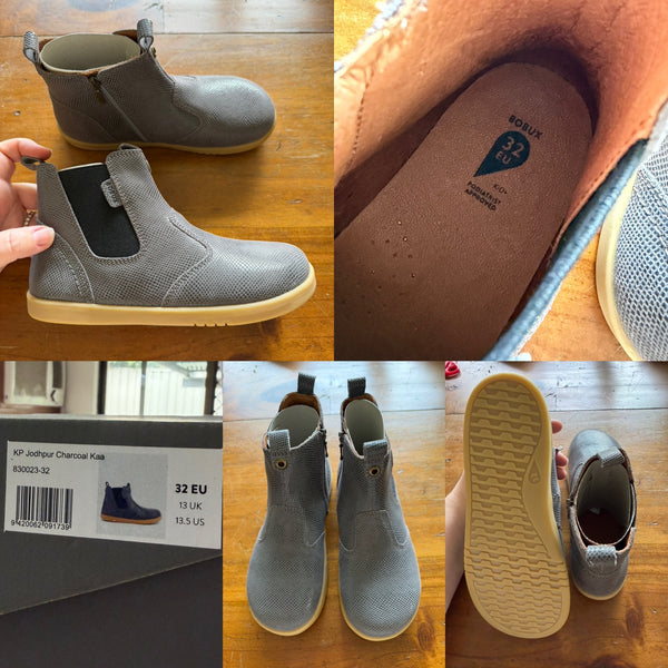 Bobux KP jodhpur charcoal boots Sz 32EU, 13UK, 13.5US RRP $110 NIB