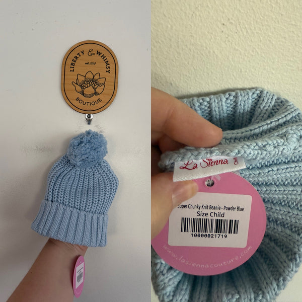 La Sienna super chunky knit beanie sky blue Sz Child (0-6m) NWT