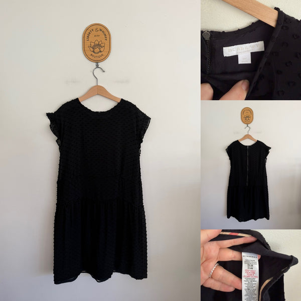 Burberry black poplin dress Sz 14 VGUC - some fade