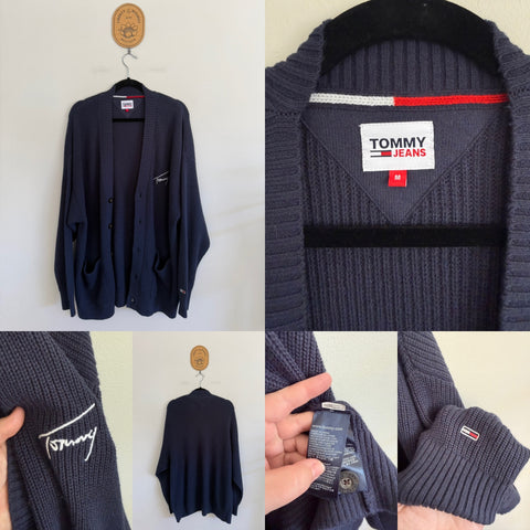 Tommy Hilfiger navy oversized chunky knit cardigan Sz M (very generous, more like XL) as new