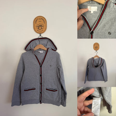 Gucci grey hooded cardigan Sz 8 EUC