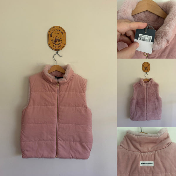 Country Road ash pink reversible faux fur vest Sz 12 NWT