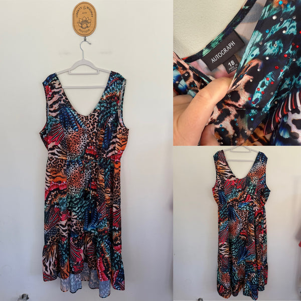 Autograph leopard print diamanté dress Sz 18 RRP $149.99 as new