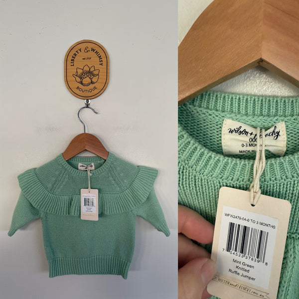 Wilson & Frenchy mint green knitted jumper Sz 000 NWT