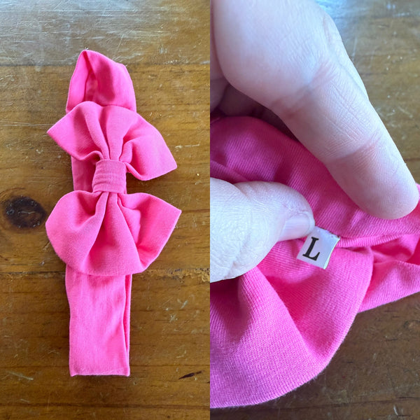 Mid pink Sz L bow 21.5cm 1-3y NWOT