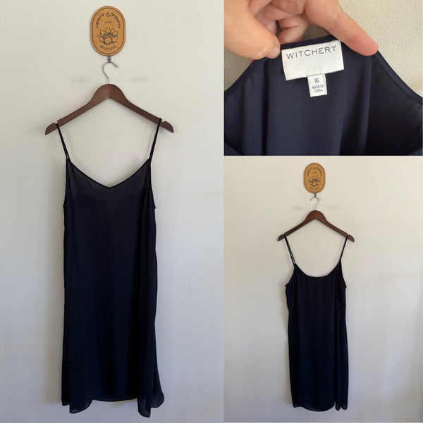 Witchery navy slip dress Sz 16 NWOT
