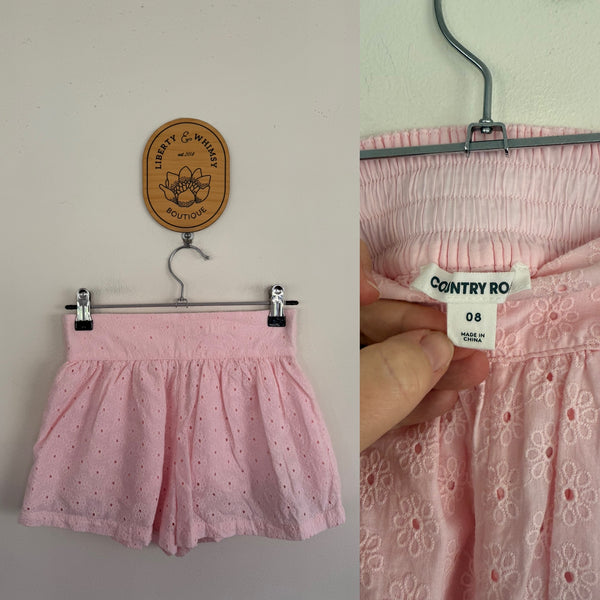 Country Road pink broderie shorts Sz 8 as new