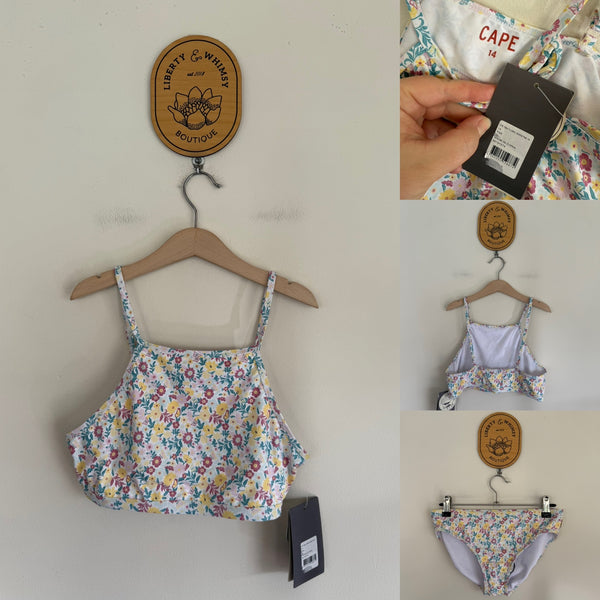 Cape floral 2pc bikini swimmers Sz 14 NWT