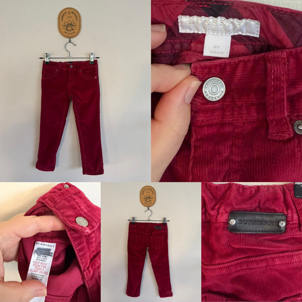 Burberry pink cord pants Sz 4 EUC/VGUC