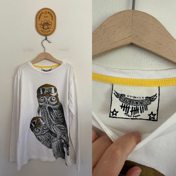 Paper Wings l/s owl T-shirt Sz 14 as new