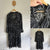 Autograph l/s black & white print sheer dress Sz 18 NWOT