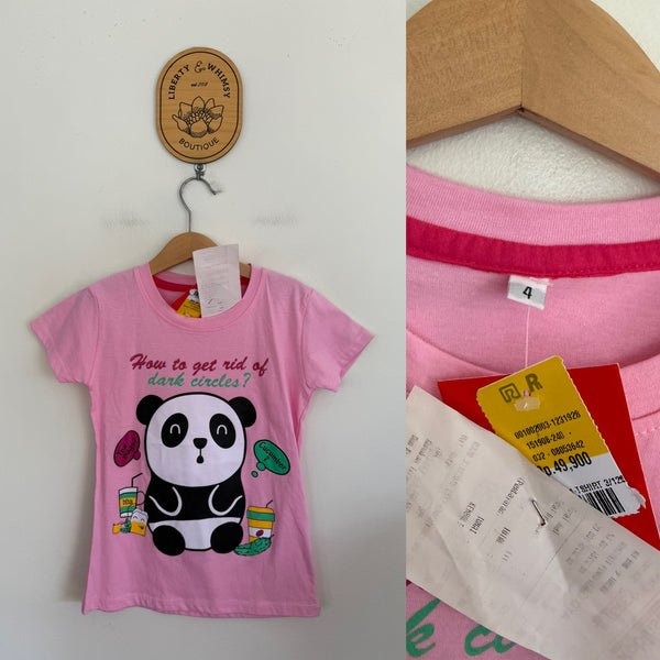 No brand panda T-shirt Sz 4 NWT