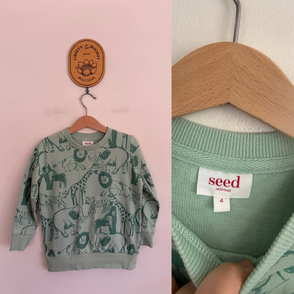 Seed Safari jumper Sz 4 EEUC