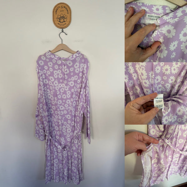 Fish & Kids l/s flower dress Sz 10-11 NWOT